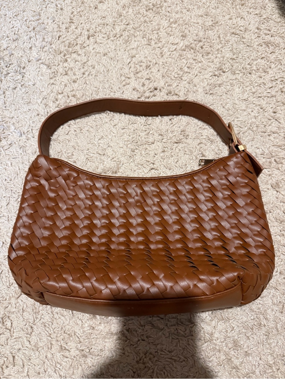 Woven Leather Shoulder Bag in Brown